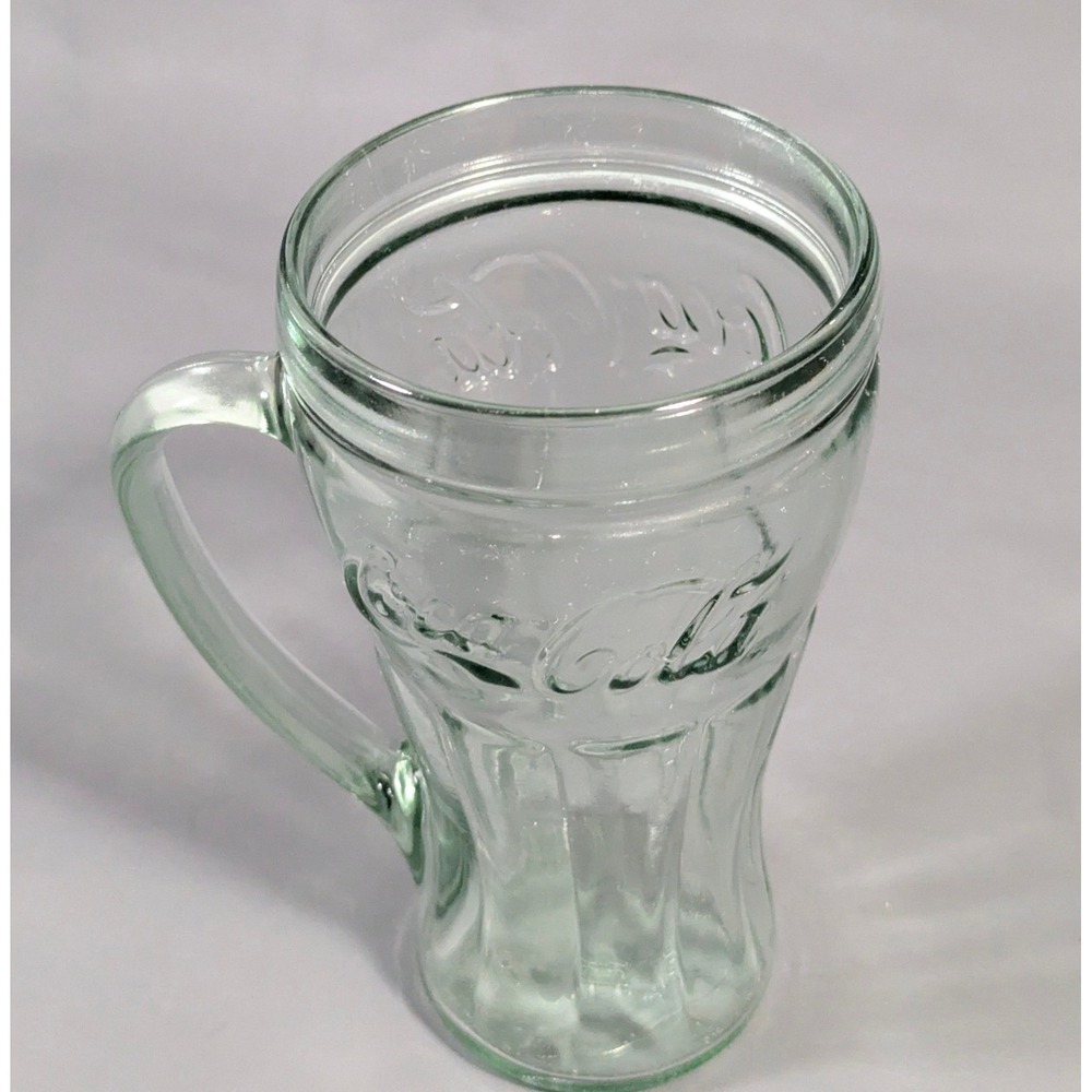 Coca-Cola Georgia Green Glass Mug Embossed Logo 6 Inch Vintage Soda Cup - Picture 3 of 5